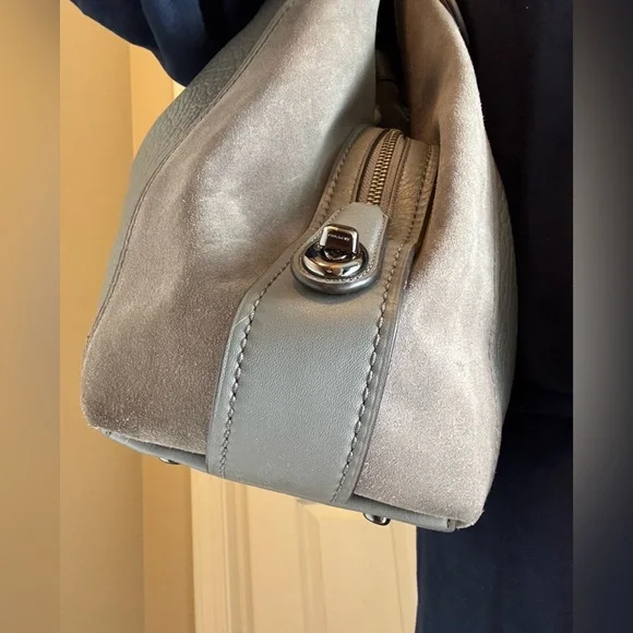 Coach Gray leather and Suede large handbag - Picture 5 of 16